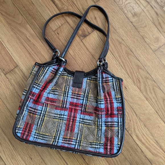 Vera Bradley rare plaid highland wool shoulder handbag - Picture 4 of 9
